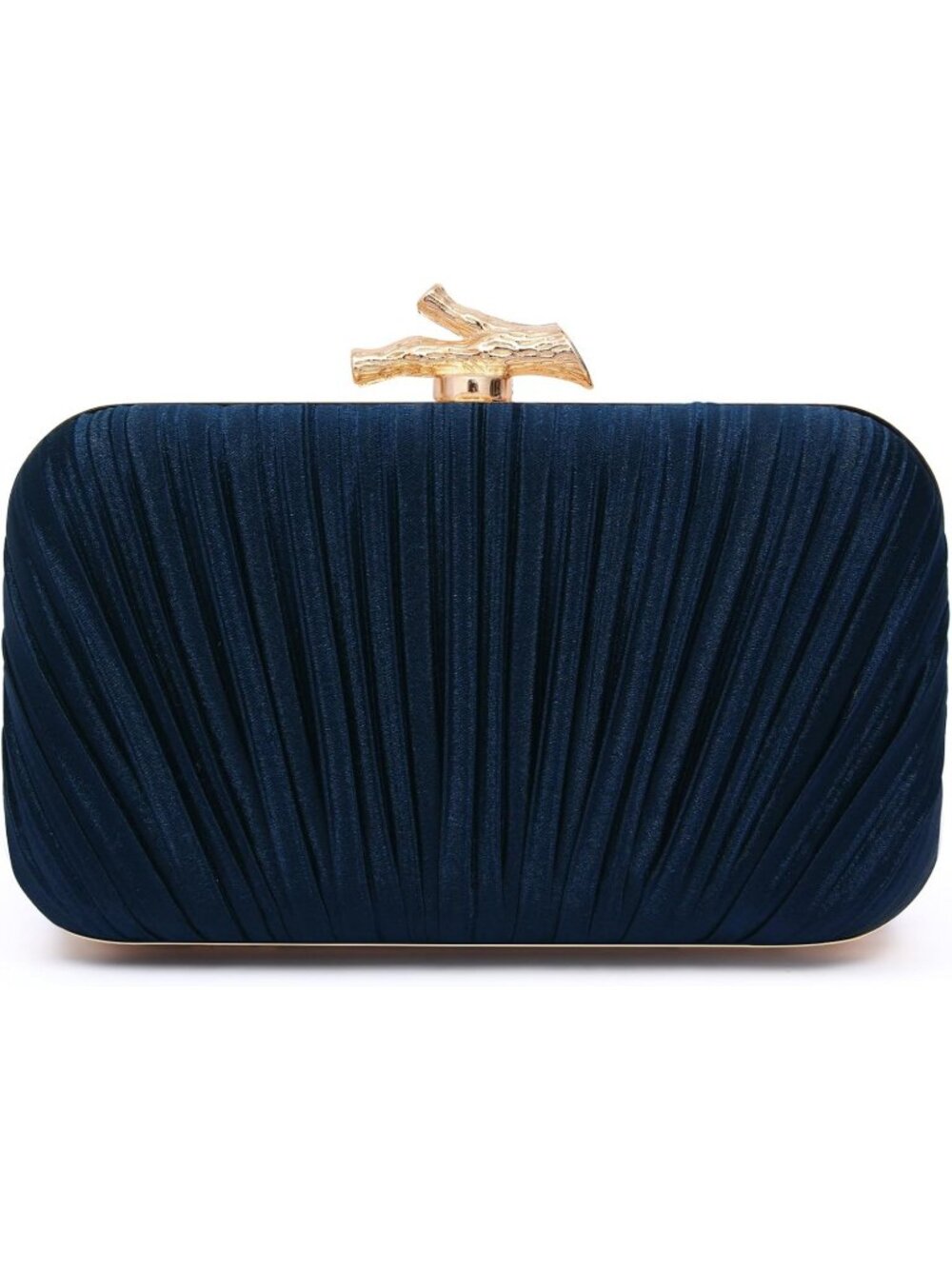 Women's Navy Blue Pleated Clutch Purse For Formal With Chain Evening Bag